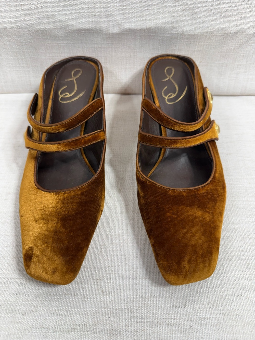 Sam Edelman McKenna  Velvet Mules in Golden Brown